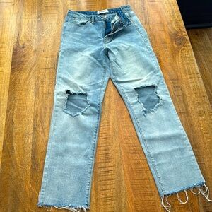 Light denim jeans, high rise, straight leg, size 27